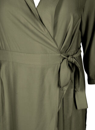 Robe cache-cœur en viscose avec manches 3/4, Dusty Olive, Packshot image number 2