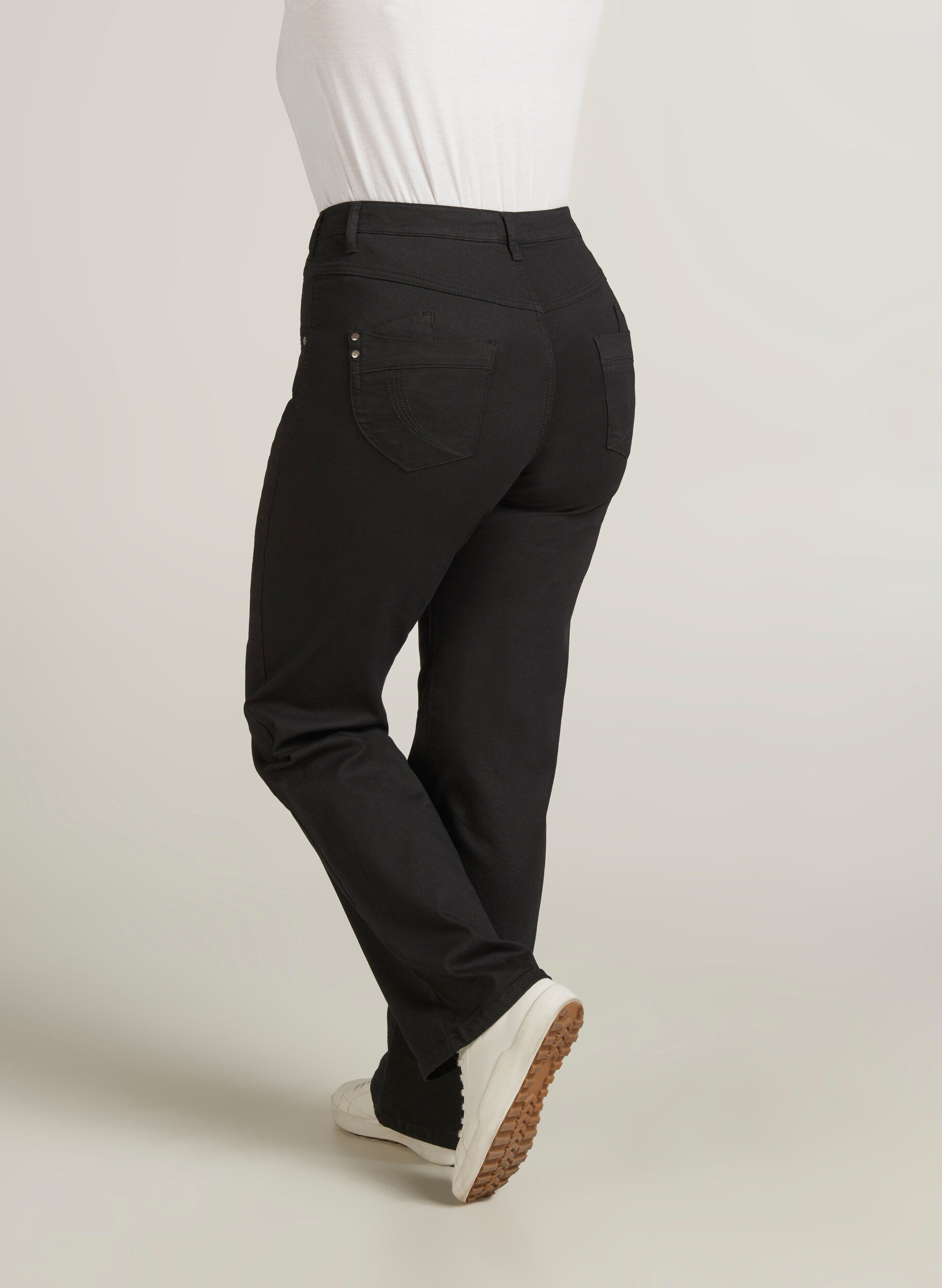ZizziRegular fit Gemma jeans met hoge taille, Zwart, Model image number 2