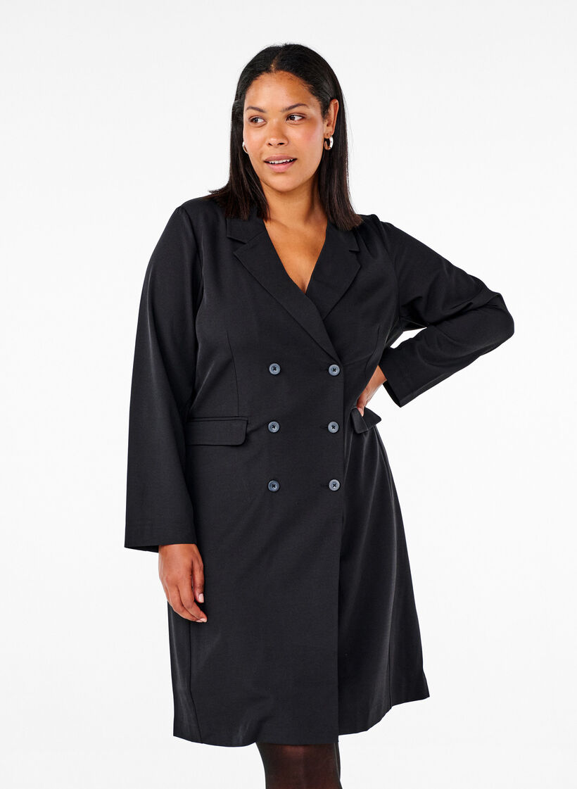 Robe blazer croisée, Black, Model image number 0
