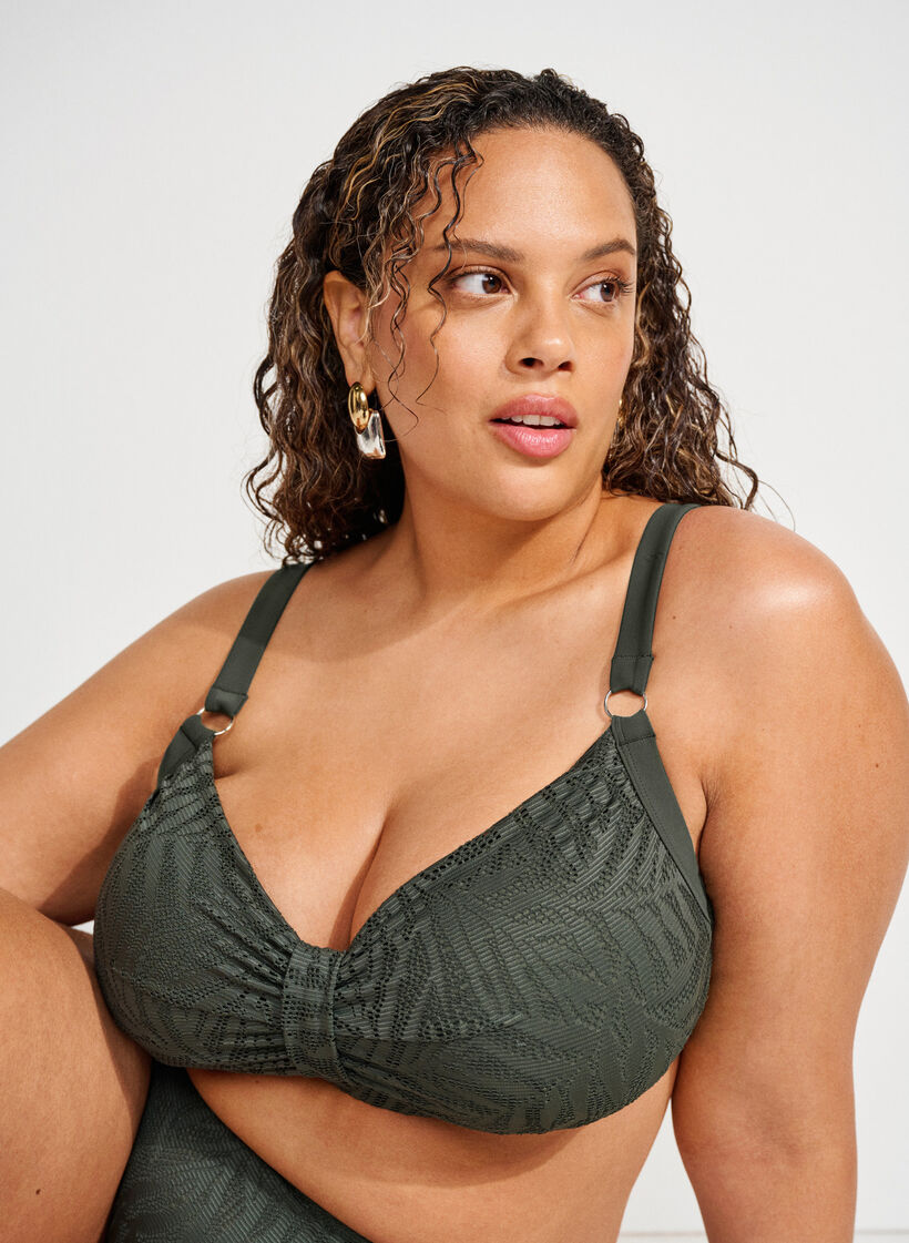 Bikinitop met gestructureerd mesh en afneembare vulling, Groen, Image image number 0