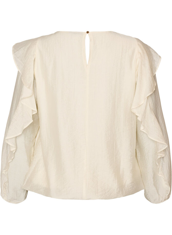 Blouse met ruches en ballonvorm, Vanille, Packshot image number 1