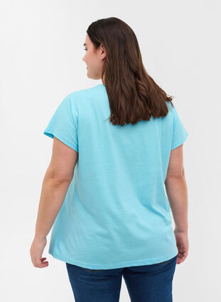 T-shirt en mélange coton, Blue Topaz, Model image number 1