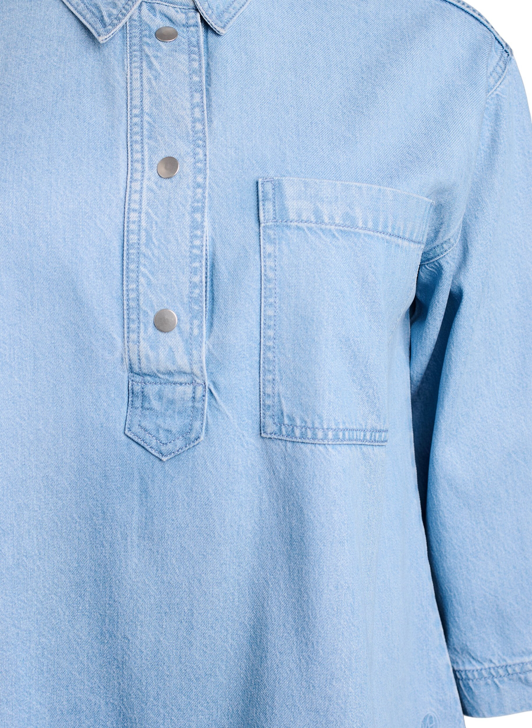 ZizziLos denimshirt met 3/4-mouwen, Blauw, Packshot image number 2