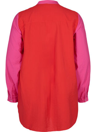 Chemise longue avec color-block, Pink Red Block, Packshot image number 1