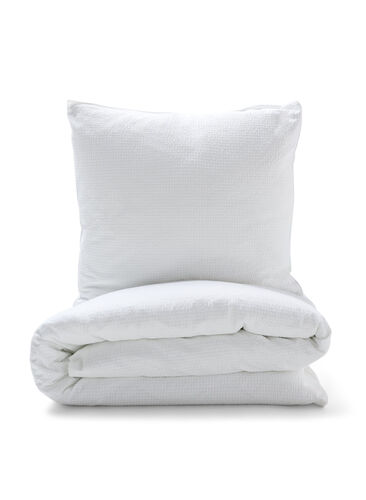 Parure de lit en coton à carreaux, White/White Check, Packshot image number 0