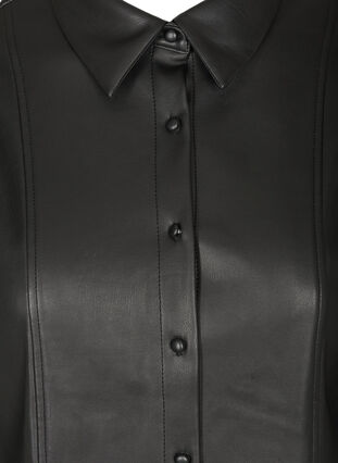 Robe en simili-cuir à manches 3/4 bouffantes, Black, Packshot image number 2