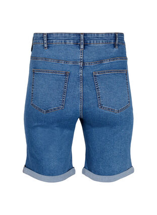 Korte spijkerbroek met strakke pasvorm en hoge taille, Blue Denim, Packshot image number 1