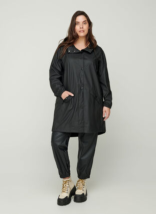 Imperméable à capuche avec coutures étanches, Black, Model image number 3