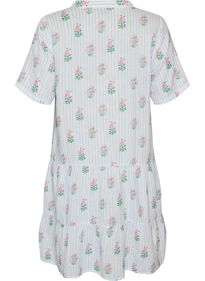 Robe courte &eacute;vas&eacute;e en mousseline de coton, Vanille, Packshot image number 1