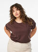 T-shirt met korte mouwen van katoenmix, Bruin, Model image number 0