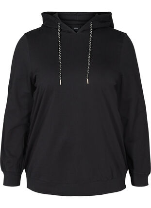Sweat-shirt en coton à capuche, Black, Packshot image number 0