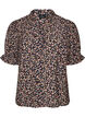 Blouse van viscose met bloemenprint, korte mouwen en smockdetails, Blauw, Packshot image number 0