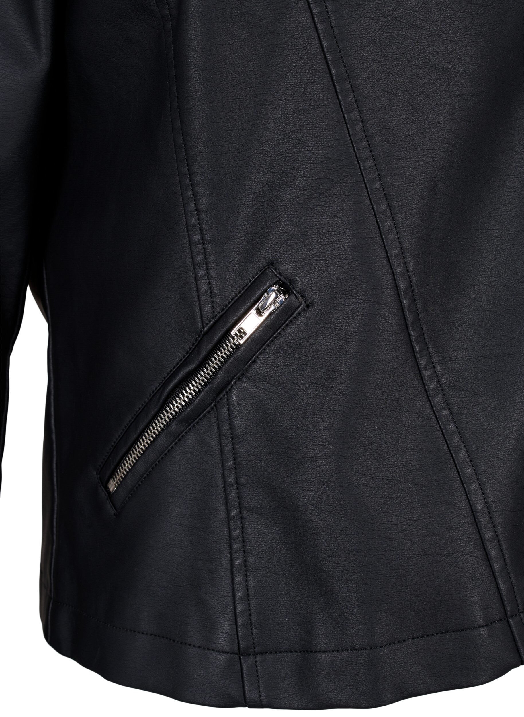 ZizziImitatie leren bikerjas, Zwart, Packshot image number 3