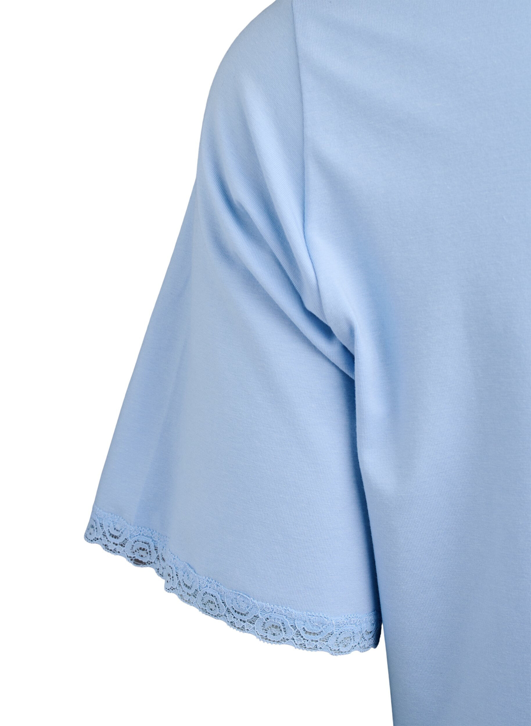 Zizzi T-shirt en m&eacute;lange modal avec un col en V, Bleu Clair, Packshot image number 3