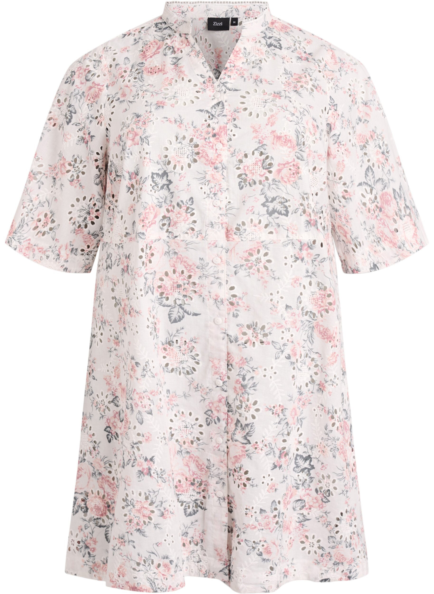 Robe en coton &agrave; imprim&eacute; floral et broderie anglaise