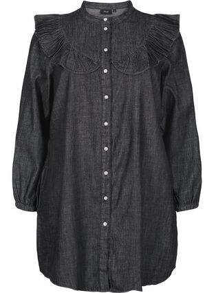 Robe en jean avec boutons et volants, Black Washed, Packshot image number 0