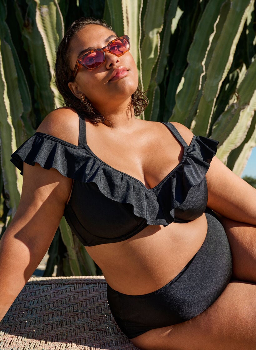 Haut de bikini &agrave; armatures et volants, Noir, Image image number 0