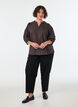 Blouse met ruitdessin, V-hals en 3/4-mouwen, Bruin, Model image number 1