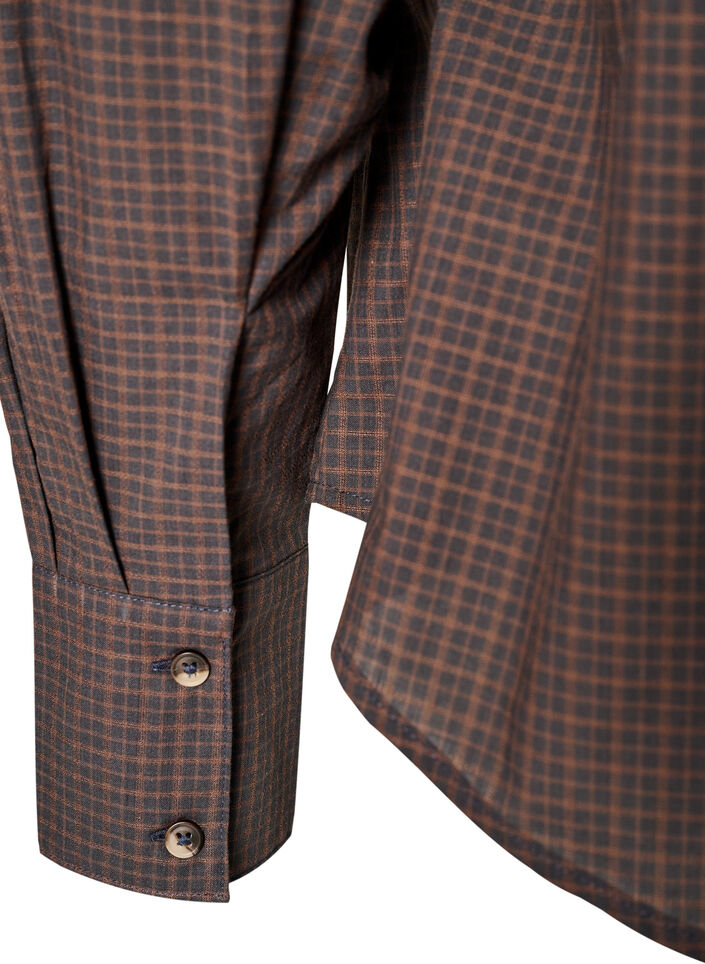 Katoenen overhemd met ruitpatroon, Bruin, Packshot image number 4