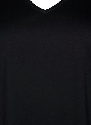 Robe de couleur unie avec coupe en V et manches 3/4, Black, Packshot image number 2