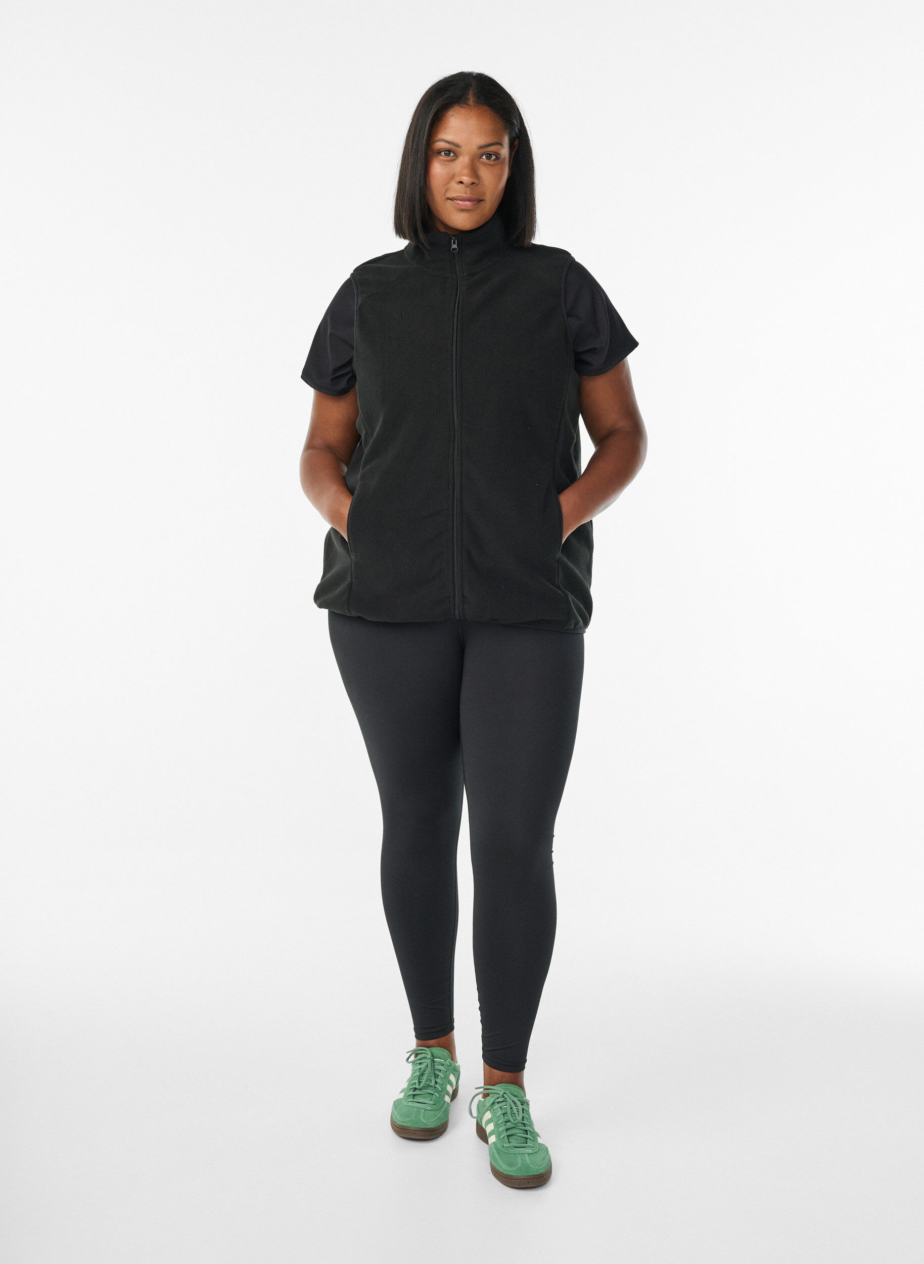 ZizziFleece vest met zakken, Zwart, Model image number 1