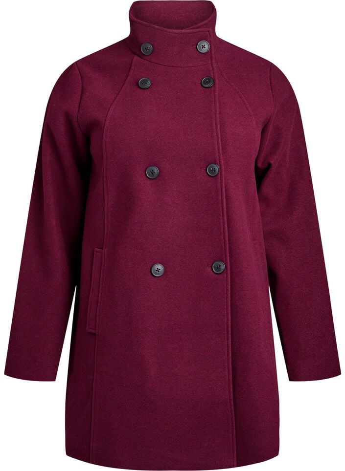 Manteau court &agrave; la coupe &eacute;vas&eacute;e, Bordeaux fonc&eacute;, Packshot image number 0