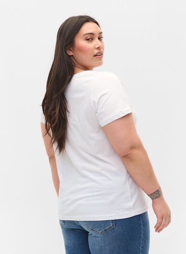 T-shirt en coton avec imprimé , B. White w. Black, Model image number 1