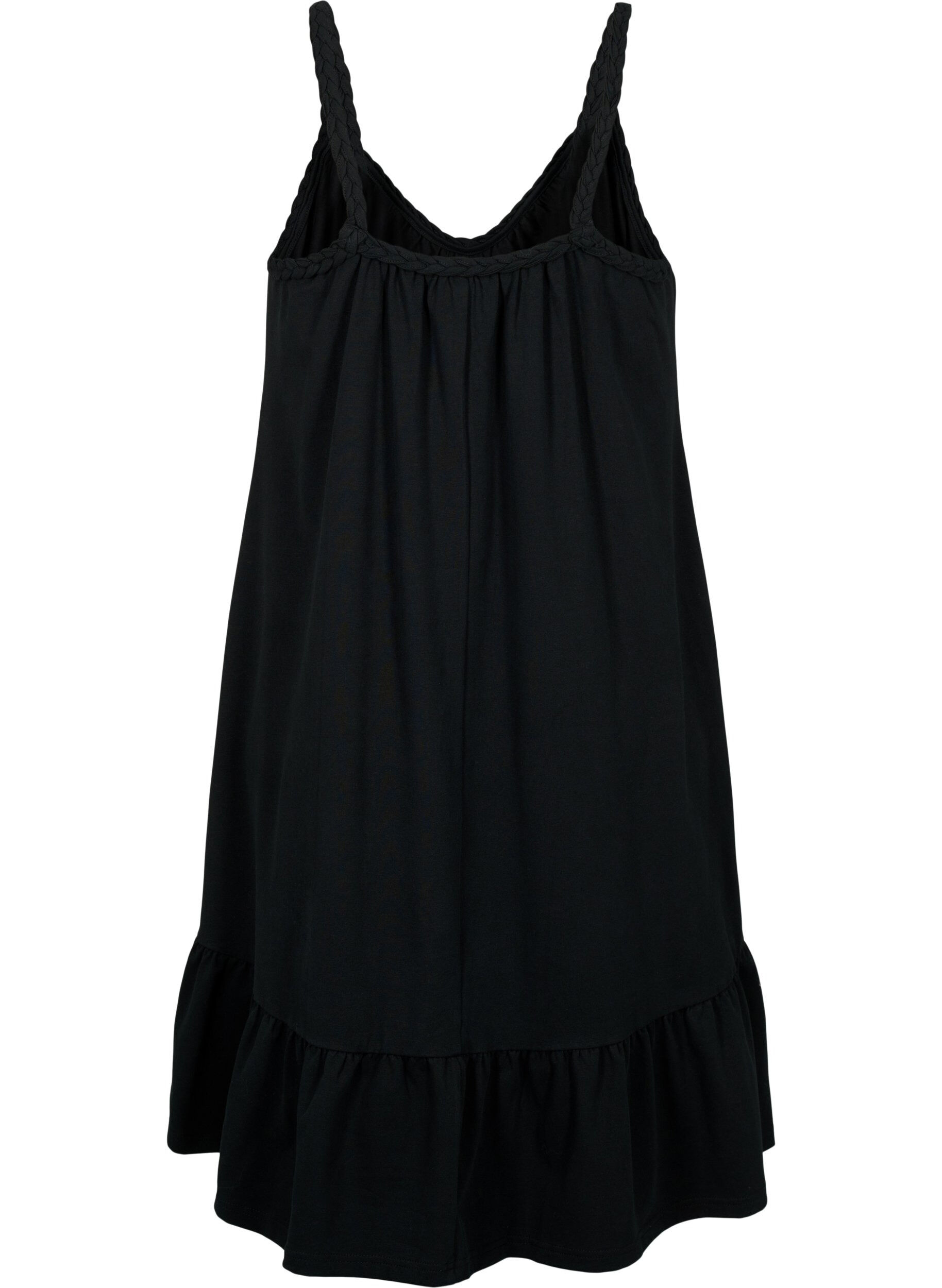 Zizzi Robe de plage en viscose avec bretelles tress&eacute;es, Black, Packshot image number 1