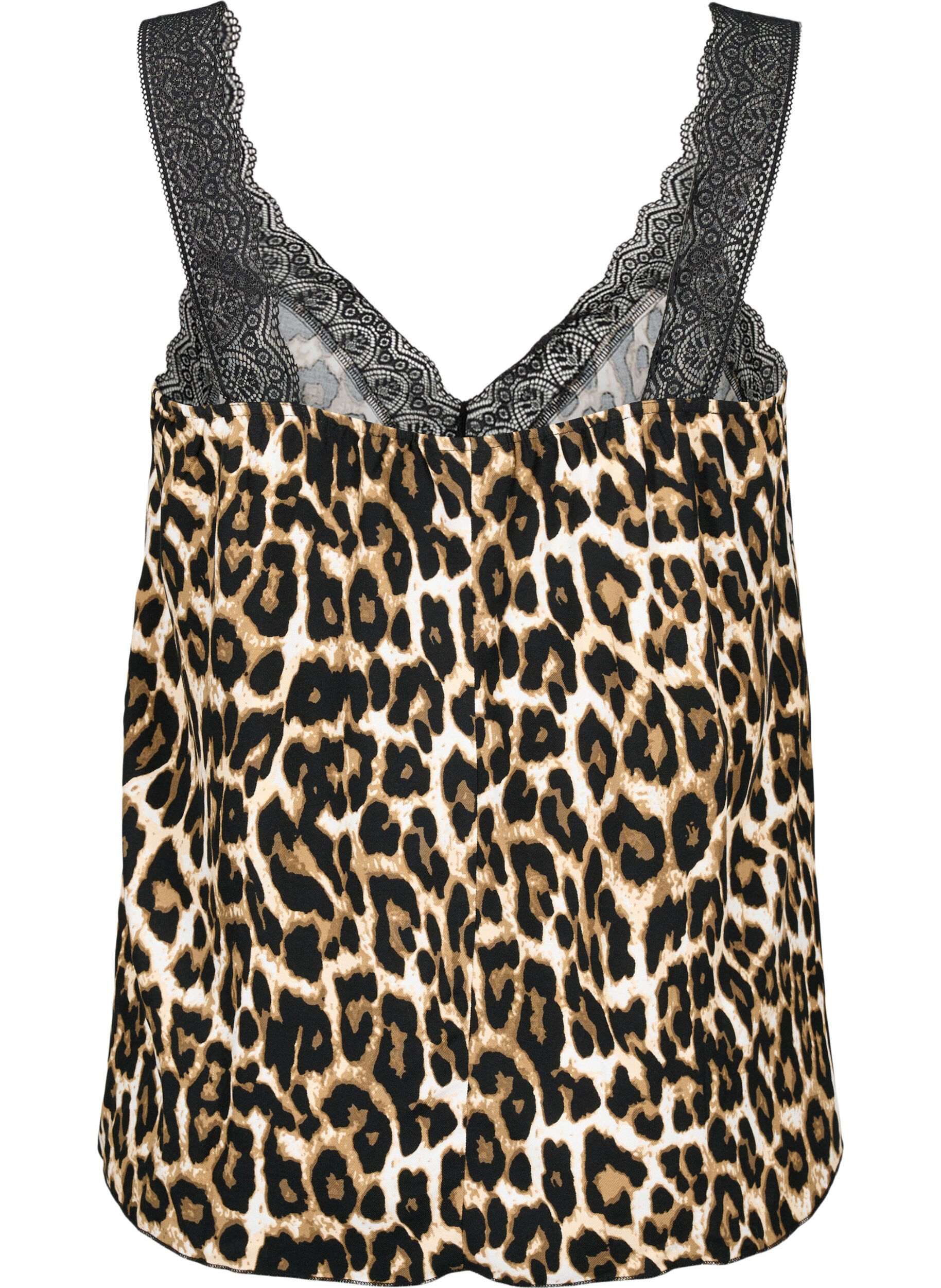 Zizzi Top avec dentelle en viscose, Leopard, Packshot image number 1