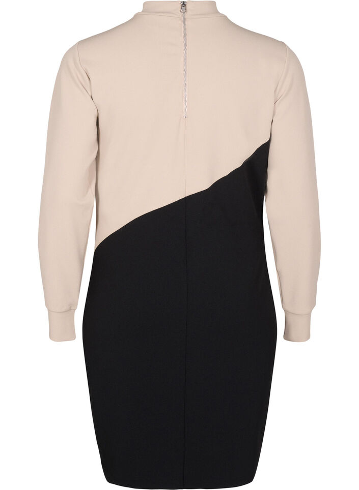 Robe colorblock &agrave; col montant, Black w. P.Cashmere, Packshot image number 1