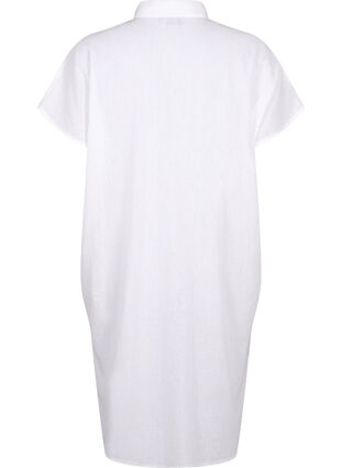 Lang shirt van katoenmix met linnen, Bright White, Packshot image number 1