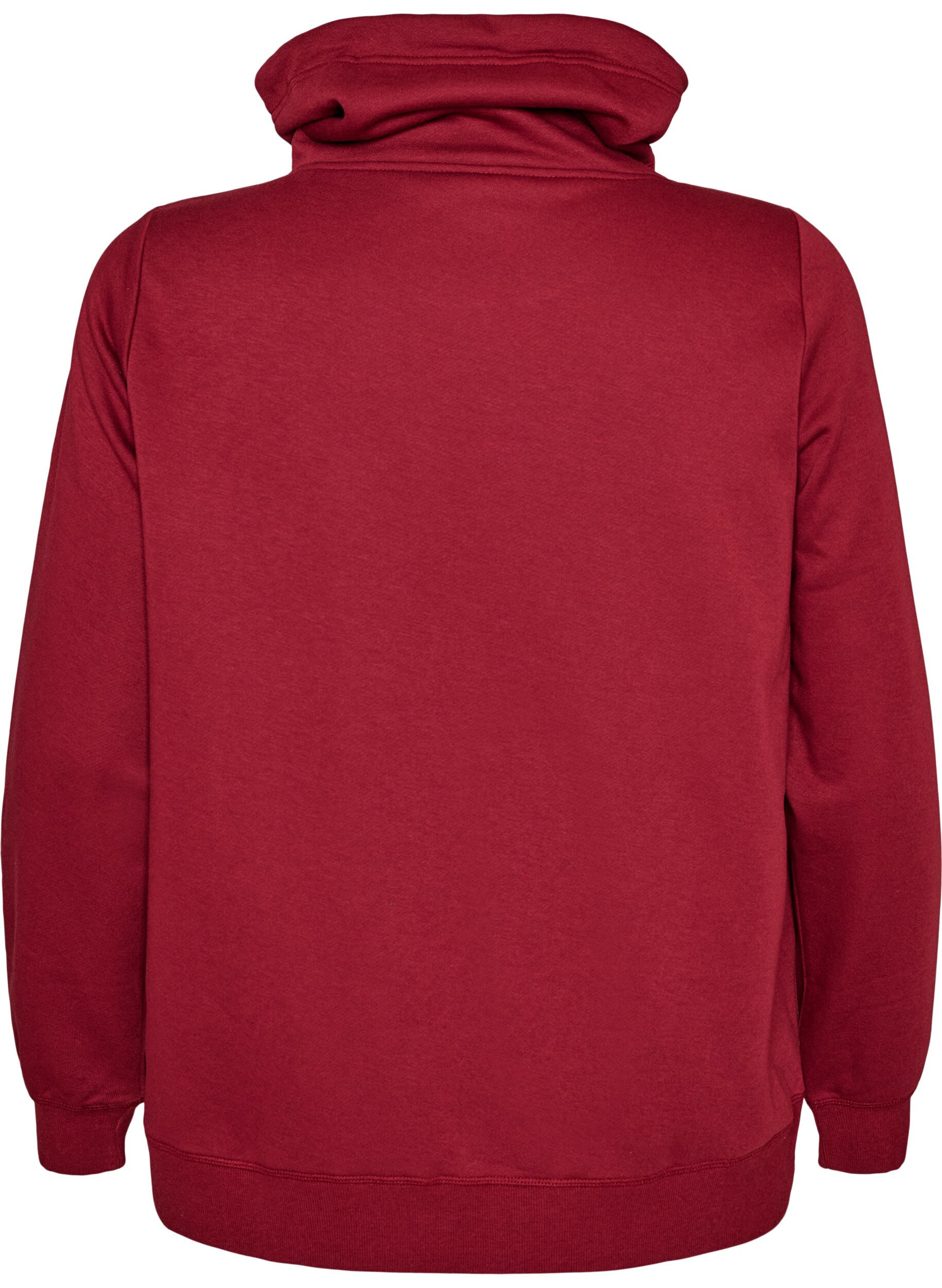 ZizziSweatshirt met hoge kraag en zakken, Rood, Packshot image number 1