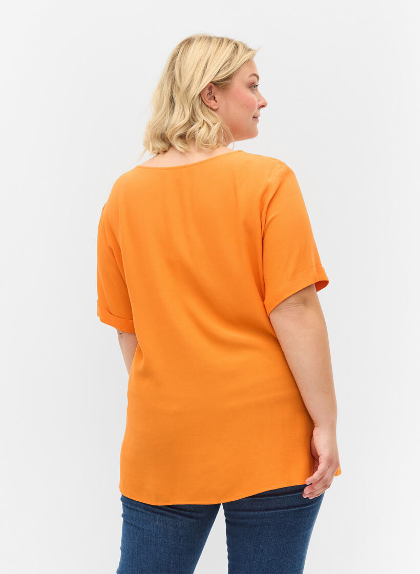 Viscose top met korte mouwen, Orange Peel, Model image number 1