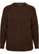 Gem&ecirc;leerde gebreide blouse met ronde hals, Bruin, Packshot image number 0