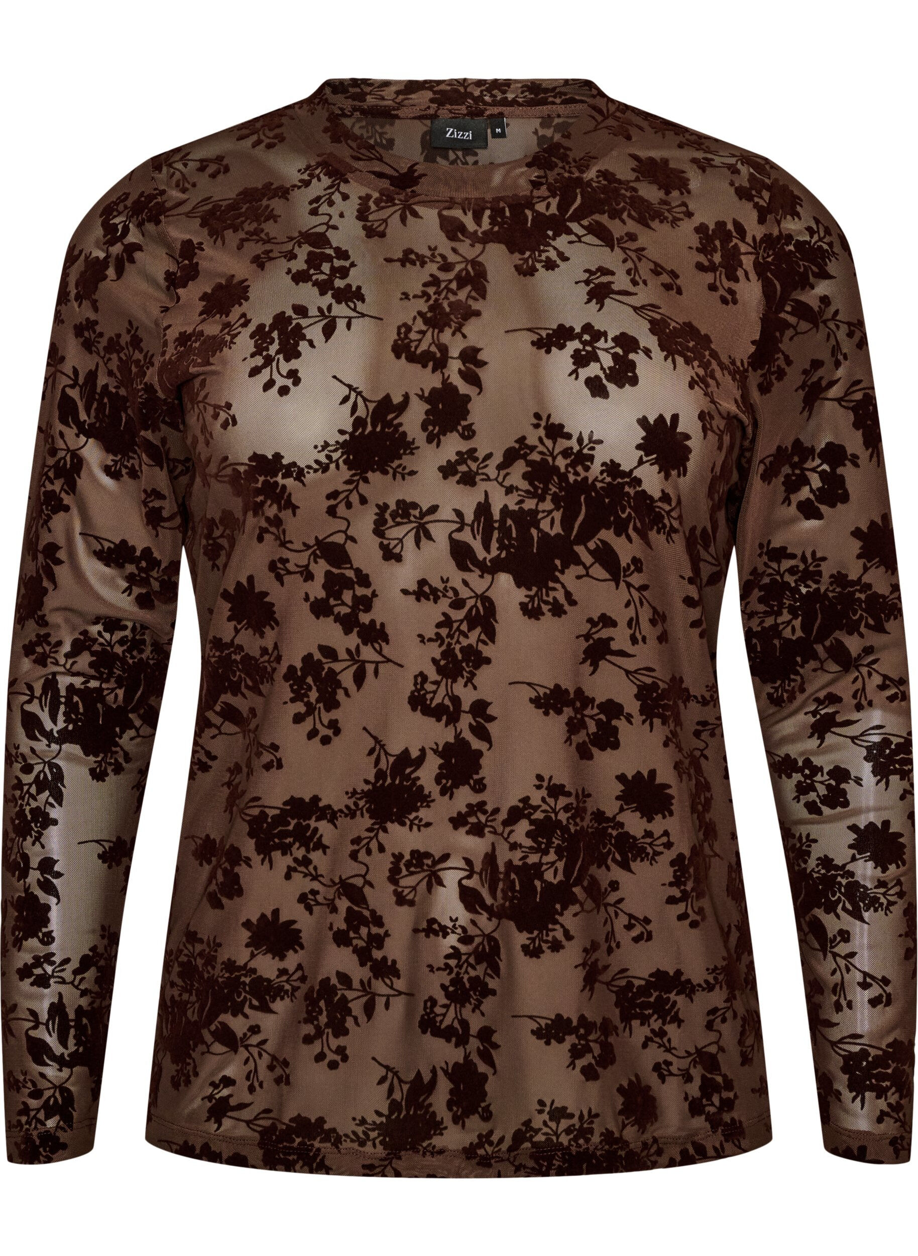 ZizziBlouse en maille avec motif floral, Marron, Packshot image number 0