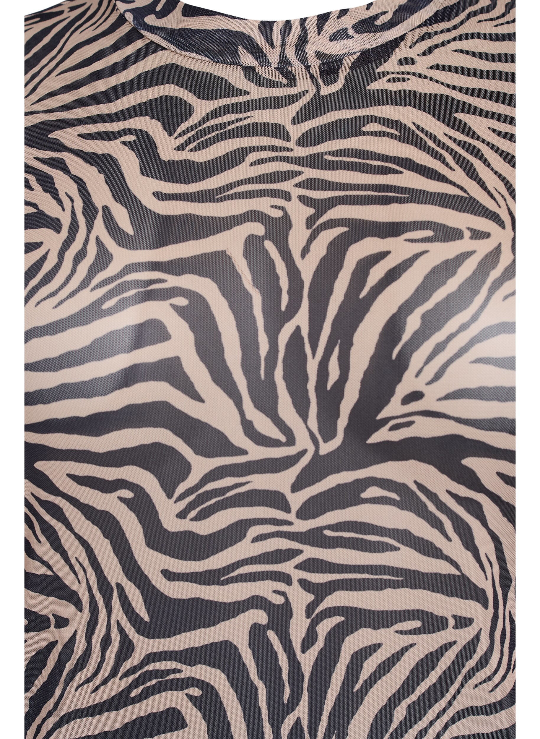 ZizziMesh blouse met korte mouwen, Zwart, Packshot image number 2