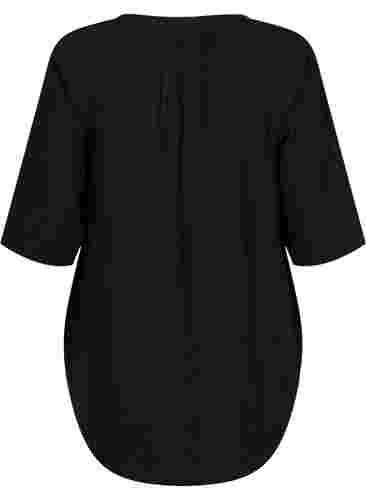 3/4 mouw tuniek in katoen, Black, Packshot image number 1