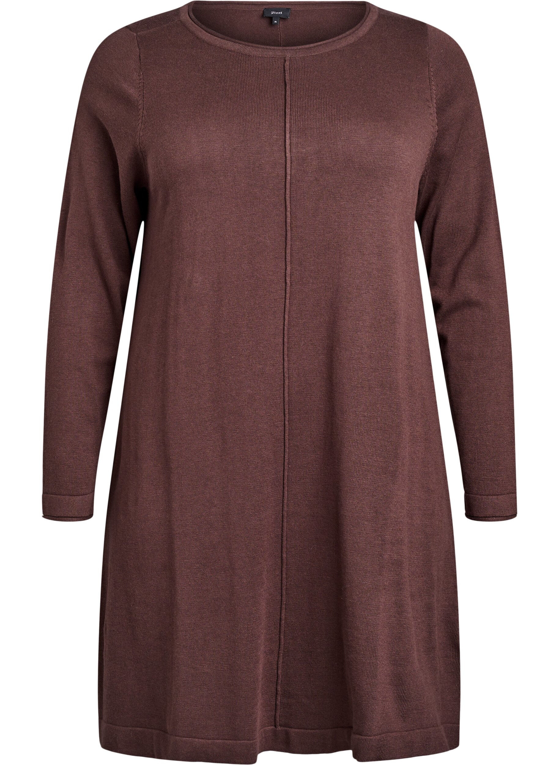 ZizziRobes tricot&eacute;es en m&eacute;lange coton-viscose, Marron, Packshot image number 0