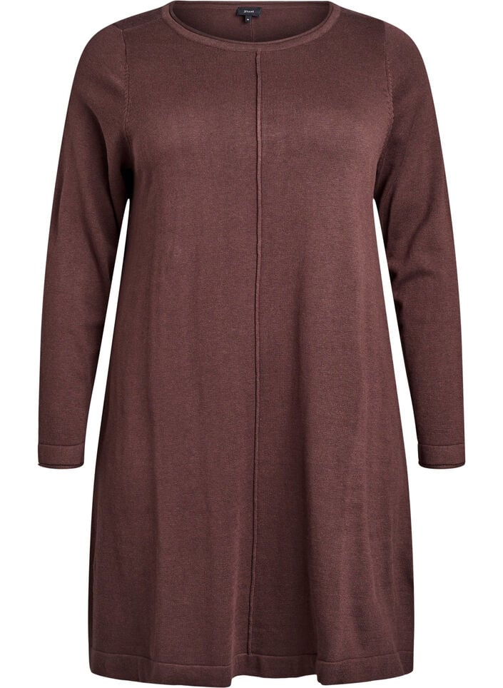 Robes tricot&eacute;es en m&eacute;lange coton-viscose, Marron, Packshot image number 0