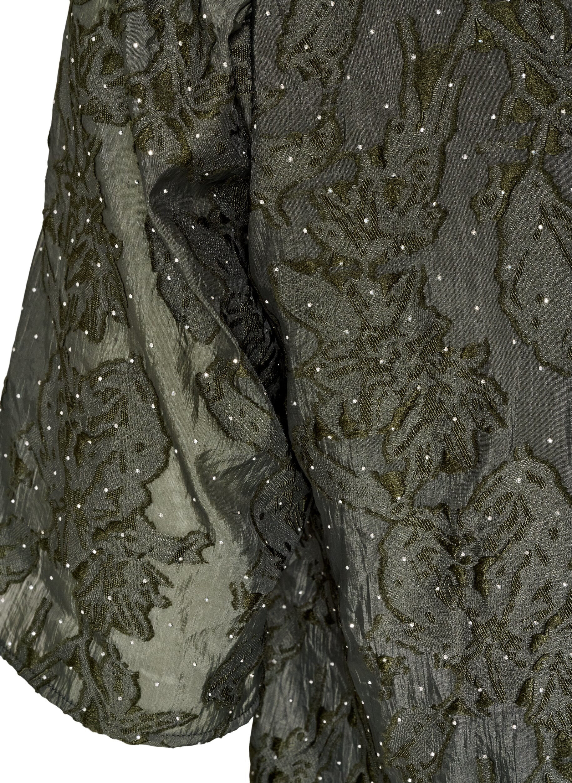 ZizziJacquard blouse met sprankelende details en pofmouwen, Groen, Packshot image number 3