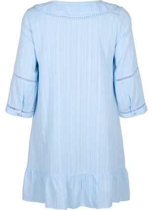 Katoen-viscosemix jurk met 3/4 mouwen, Chambray Blue, Packshot image number 1