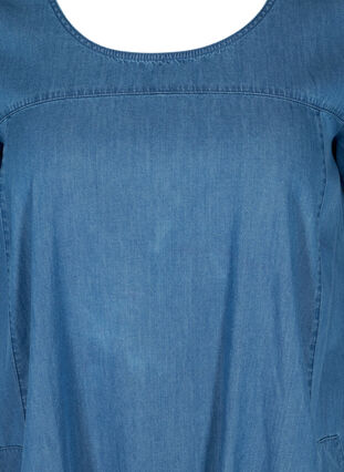Denim jurk met zakken en korte mouwen, Blue denim, Packshot image number 2