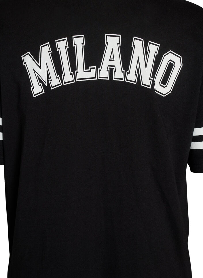 Robe T-shirt courte avec d&eacute;tails sport, Noir, Packshot image number 3