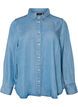 Denim blouse van lyocell met drukknopen, Blauw, Packshot image number 0