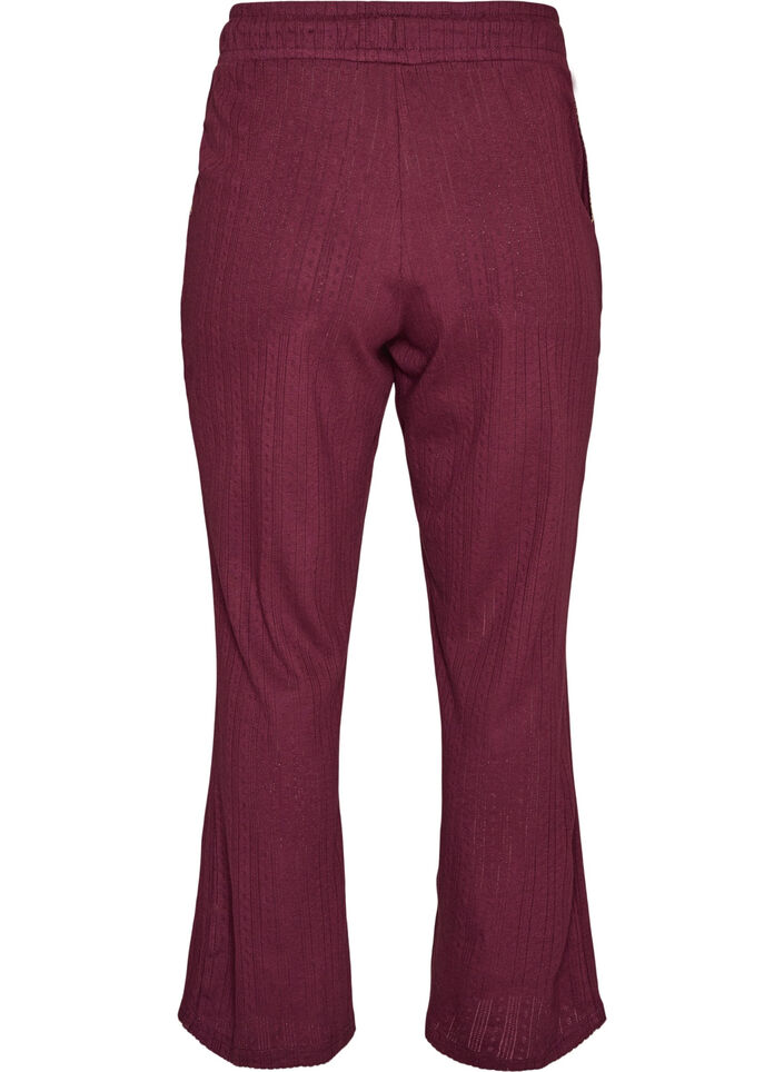 Bas de pyjama en coton biologique avec broderie ajour&eacute;e, Bordeaux fonc&eacute;, Packshot image number 1