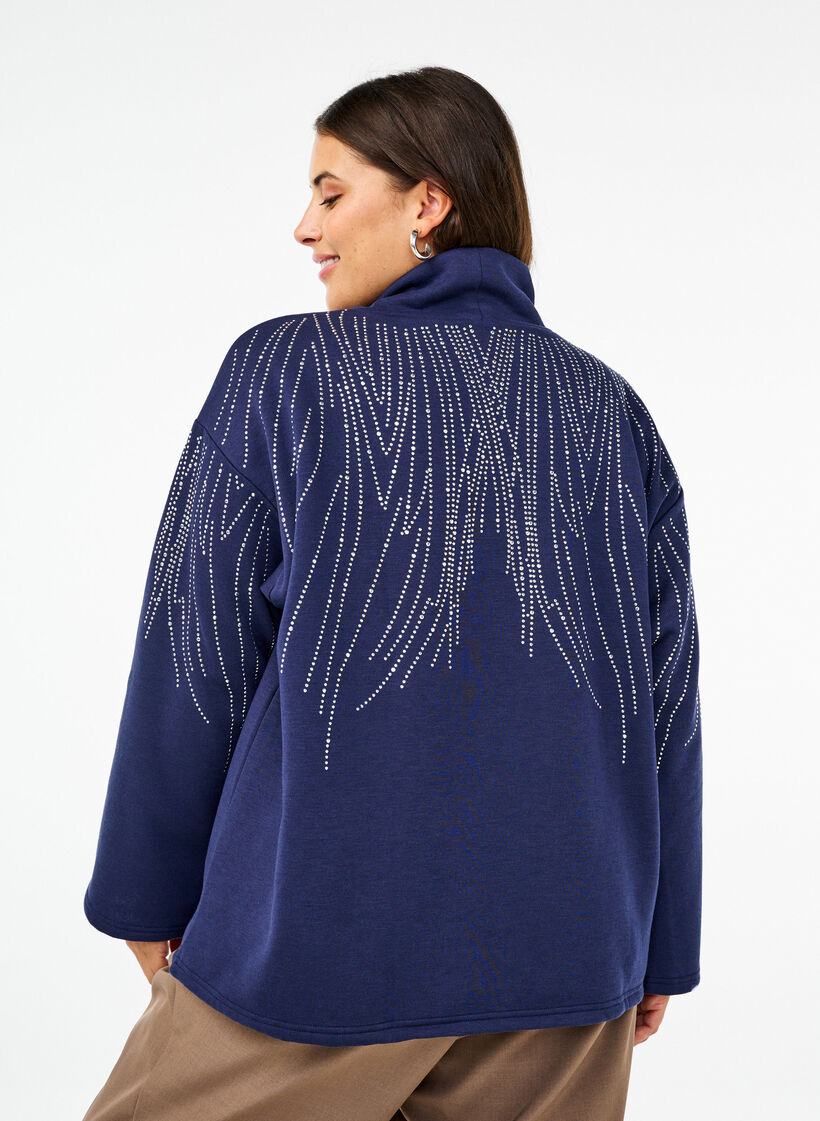 Sweatshirt met een hoge hals en strass-steentjes, Naval Academy, Model image number 1