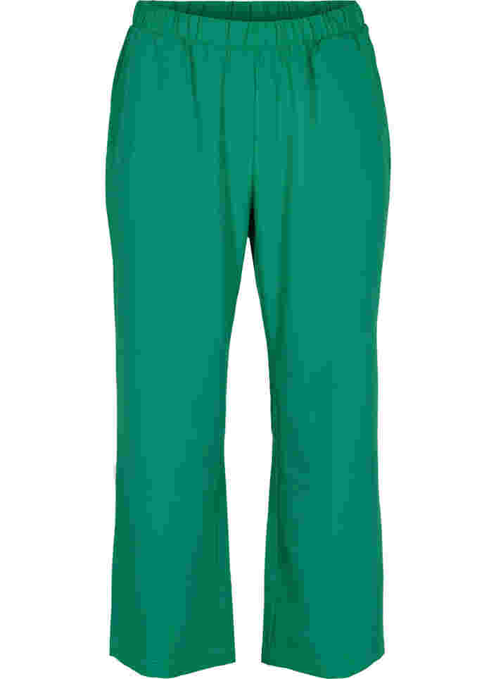 Flared broek met elastiek in de taille, Verdant Green, Packshot image number 0