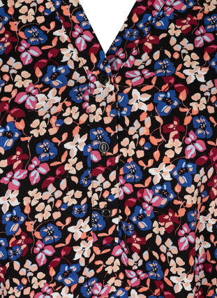 Viscose tuniek met korte mouwen en print,  Purple Multi Flower, Packshot image number 2