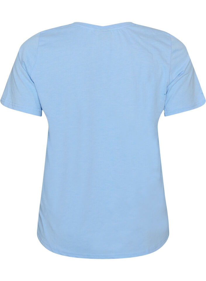 T-shirt met V-hals, Blauw, Packshot image number 1