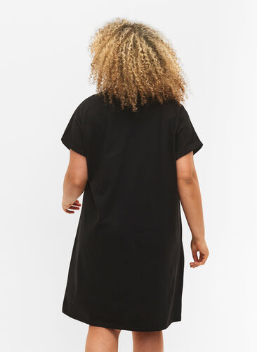2-pack katoenen jurk met korte mouwen, Black/Black, Model image number 1